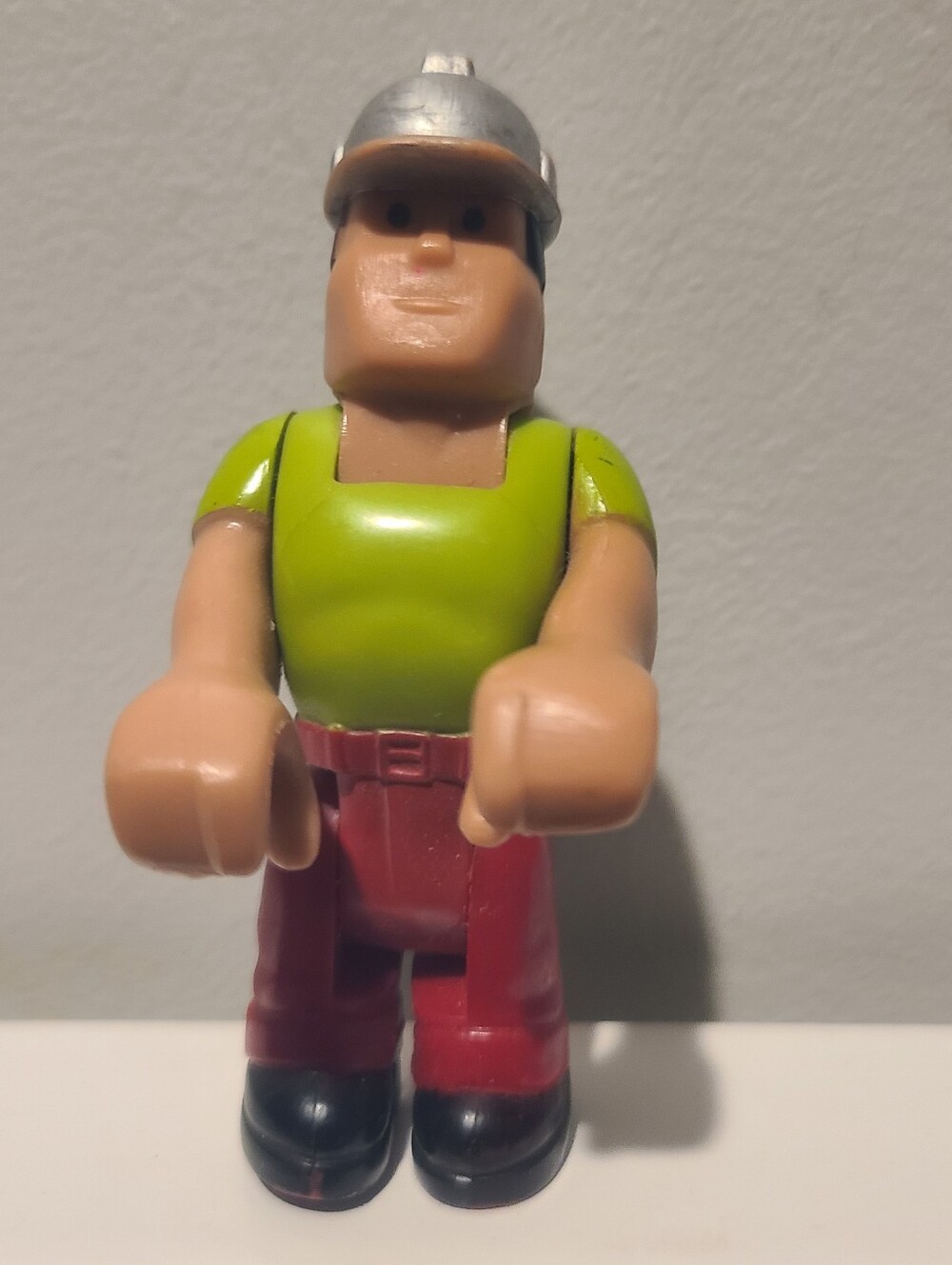Vintage 1977 Fisher Price Husky Helper Construction Worker Green Shirt Hard Hat